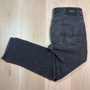 Tribal Gear Worldwide Clique Y2K Men Black Faded Denim Jeans Embroidered Logo 36